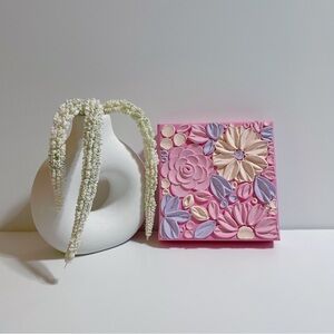 3D Textured Pink Flower Painting, Mini Floral Shelves Art Display, Gift For Her
